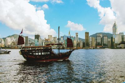 Panoramic view of buildings in city against sky