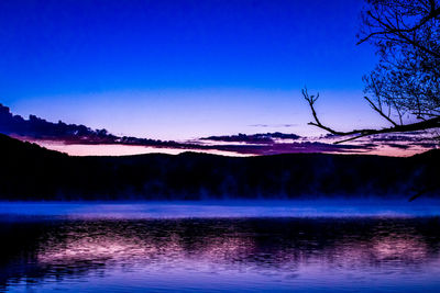 Scenic view of lake against sky during winter