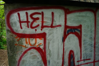 Close-up of graffiti on wall
