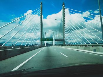 View of suspension bridge against sky