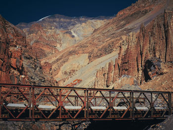 View of bridge with mountain range in background