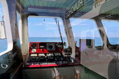 Low angle view of ship in sea