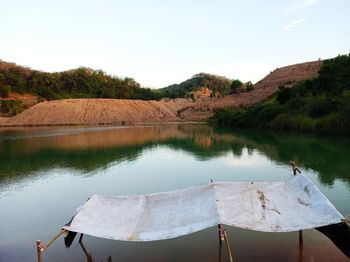 Scenic view of lake against clear sky