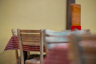 Close-up of tape measure on table