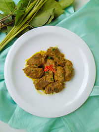 High angle view of meal served in plate