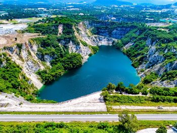 High angle view of lake