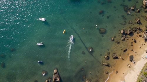 High angle view of people on beach