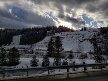 Scenic view of snow covered landscape against sky