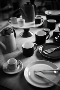 Coffee cups on table