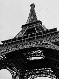 Low angle view of eiffel tower against sky