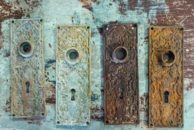 Close-up of rusty metal door