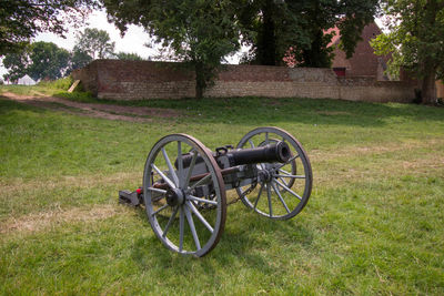 Bicycle parked on field