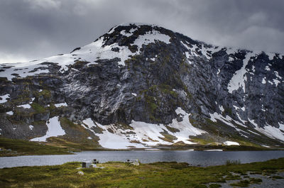 Scenic view of snowcapped mountain against sky