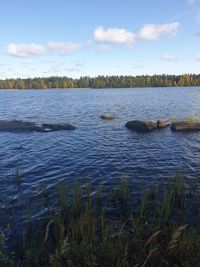 Scenic view of lake against sky