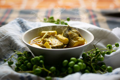 Close-up of vegetables in bowl on table