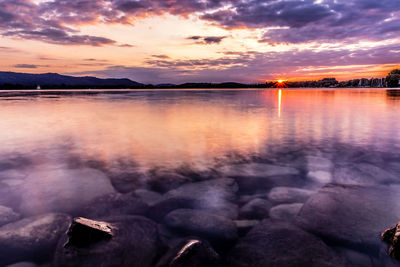 Pastel colors at sunset on lake constance