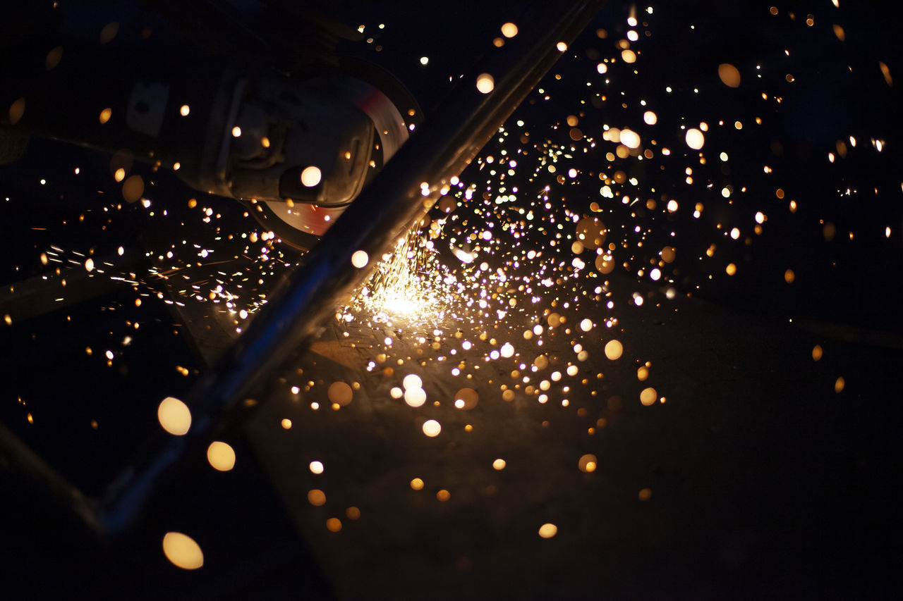 night, light, darkness, motion, fireworks, indoors, no people, reflection, close-up, illuminated, macro photography, blurred motion