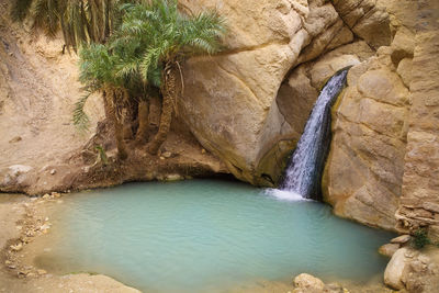 Scenic view of waterfall