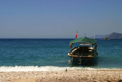 Scenic view of sea against clear sky