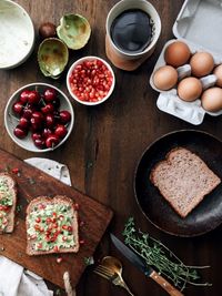 High angle view of food on table