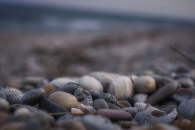 Close-up of stones on beach