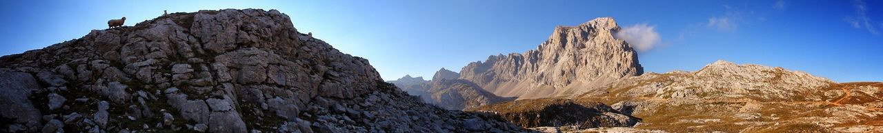 Low angle view of rocky mountains