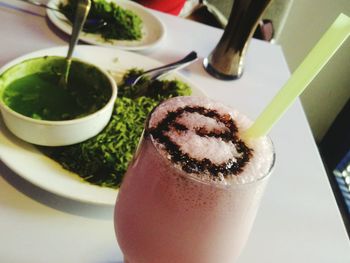 Close-up of ice cream in plate on table