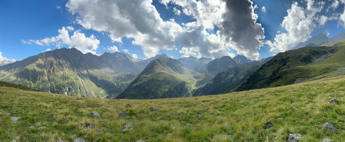 Scenic view of mountains against sky