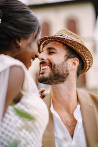 Young couple kissing