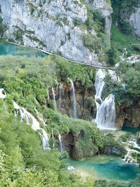 Scenic view of waterfall
