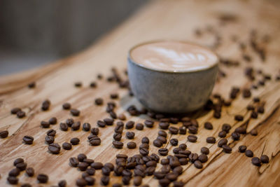 Close-up of coffee cup on table