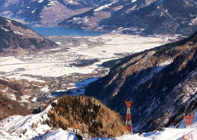 Ski lift in sunny winter alps of austria