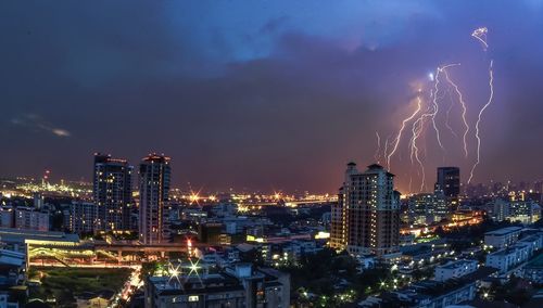 City lit up at night