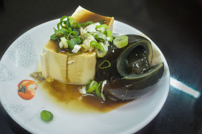 High angle view of meal served in plate