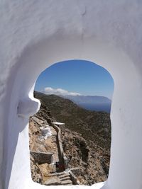 Scenic view of mountain against sky during winter