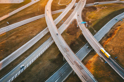 High angle view of highway by street