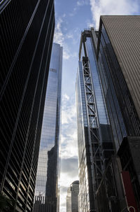 Low angle view of modern buildings against sky