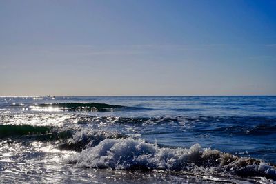 Scenic view of sea against clear sky