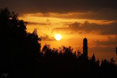 Silhouette trees against sky during sunset