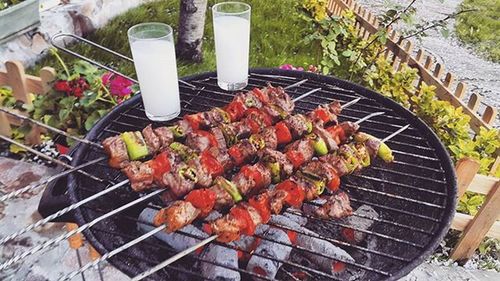 Grilled meat on barbecue grill