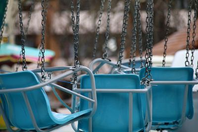 Close-up of swing at park