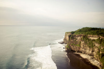 High angle view of sea against cloudy sky