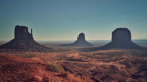 View of rock formations in desert