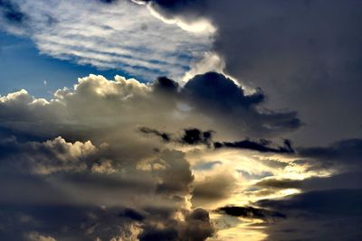 Low angle view of clouds in sky during sunset