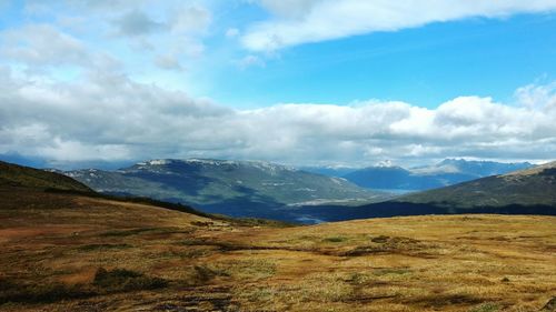 Scenic view of mountains against sky