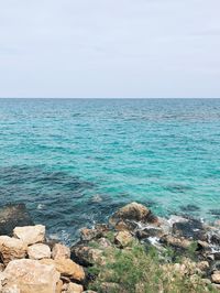 Scenic view of sea against clear sky