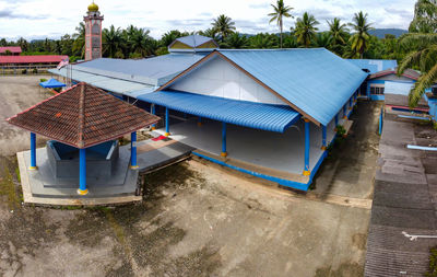High angle view of building against sky