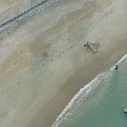 High angle view of people on beach