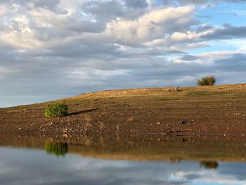 Scenic view of lake against sky