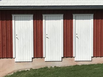 Closed door of building